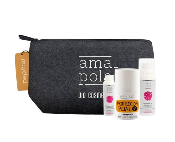Amapola Pack 3uds en neceser "FACIAL DÍA": crema facial + contorno de ojos + crema solar 50+