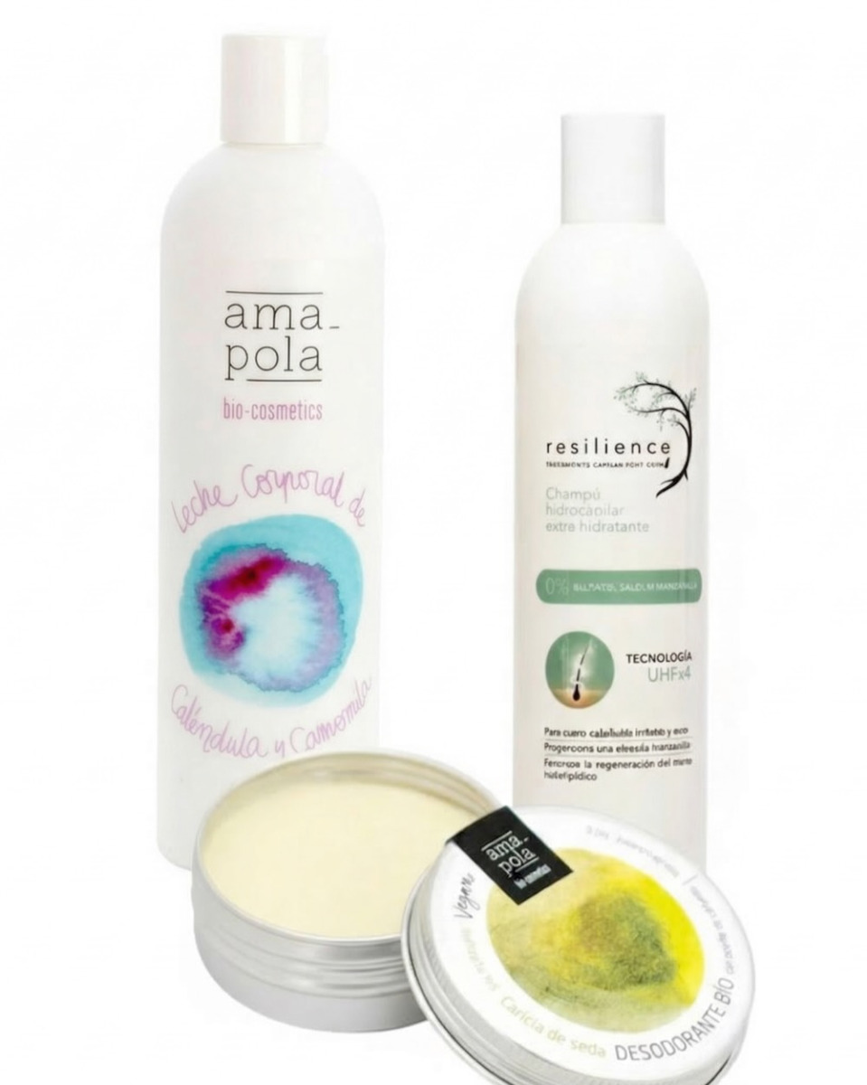 Pack Baño/Ducha Quimioterapia: Champú + desodorante sólido + Leche corporal ECO