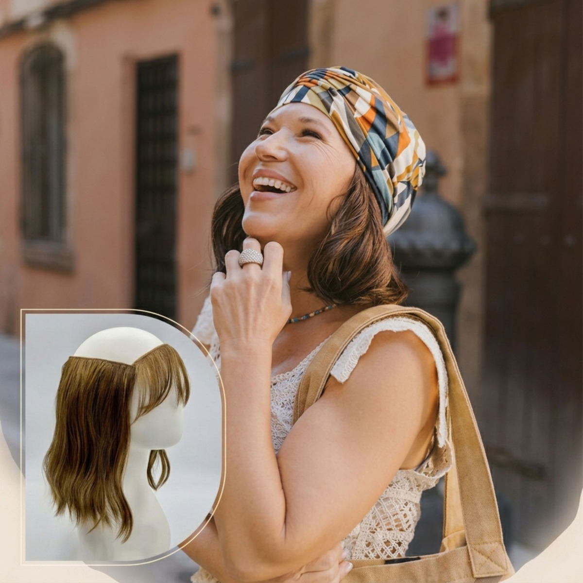 Marble Brown: Castaño (con gorro Félice Susan Print Geometric Prism)